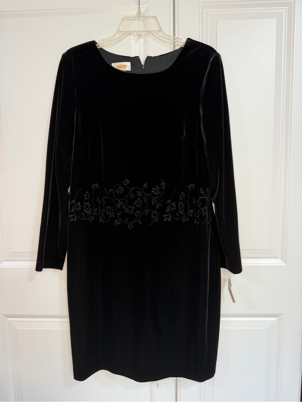 VINTAGE 90s Talbots Petites Black Velvet Embroidered Holiday Dress NWT 12P
